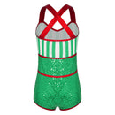 Christmas Red Green Jumpsuit Dance Stage Performance Cosplay Costumes