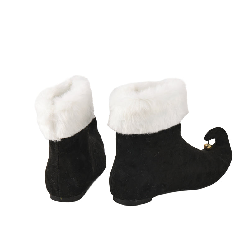 Christmas Santa Elf Cosplay Short Boots With Golden Bell At The Shoe Toe - AwwwCos