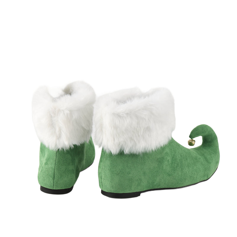 Christmas Santa Elf Cosplay Short Boots With Golden Bell At The Shoe Toe - AwwwCos