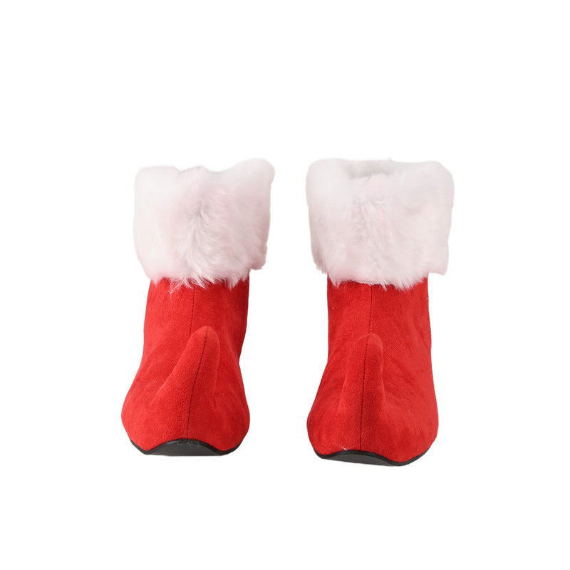 Christmas Santa Elf Cosplay Short Boots With Golden Bell At The Shoe Toe - AwwwCos