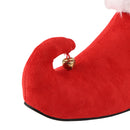 Christmas Santa Elf Cosplay Short Boots With Golden Bell At The Shoe Toe - AwwwCos