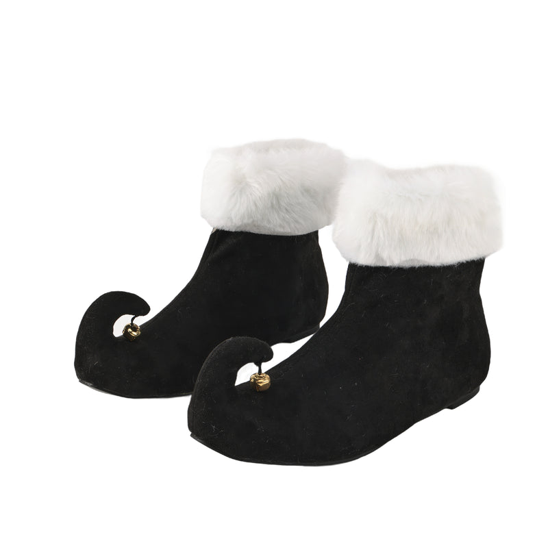 Christmas Santa Elf Cosplay Short Boots With Golden Bell At The Shoe Toe - AwwwCos