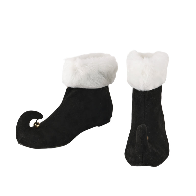 Christmas Santa Elf Cosplay Short Boots With Golden Bell At The Shoe Toe - AwwwCos