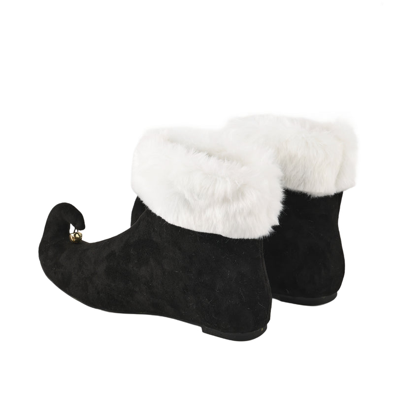 Christmas Santa Elf Cosplay Short Boots With Golden Bell At The Shoe Toe - AwwwCos