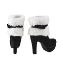 Christmas Santa Elf Cosplay Winter Fur Pointed Toe Suede High Heel Side Zipper Shoes - AwwwCos