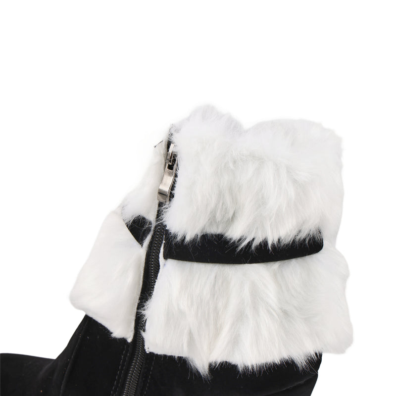 Christmas Santa Elf Cosplay Winter Fur Pointed Toe Suede High Heel Side Zipper Shoes - AwwwCos