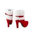 Christmas Santa Elf Cosplay Winter Fur Pointed Toe Suede High Heel Side Zipper Shoes - AwwwCos