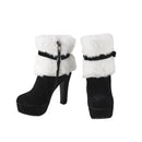 Christmas Santa Elf Cosplay Winter Fur Pointed Toe Suede High Heel Side Zipper Shoes - AwwwCos