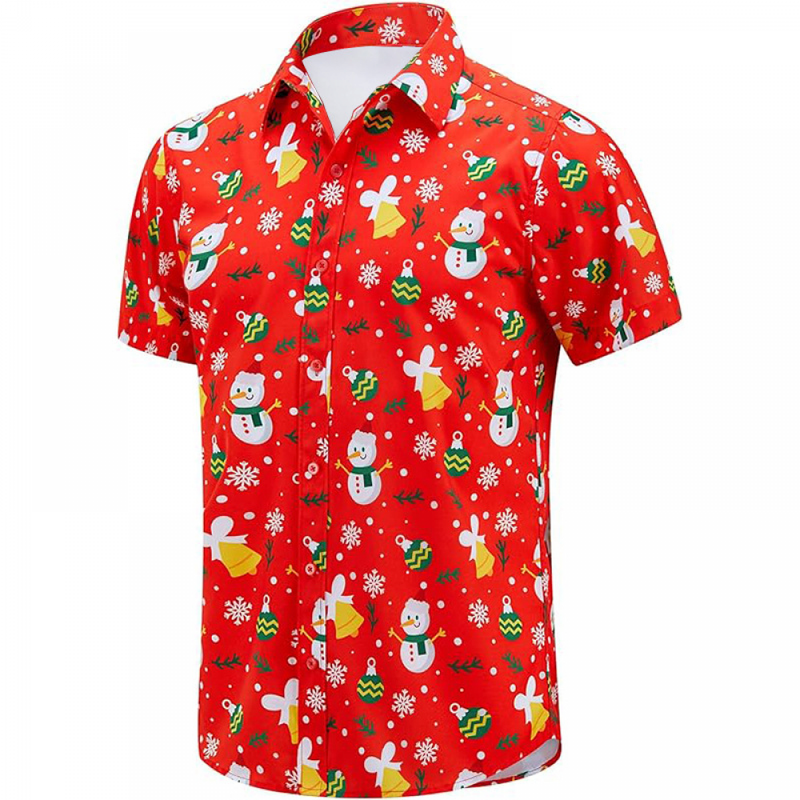 Christmas Santa Hawaiian Shirt for Men Short Sleeve Button Down Shirts