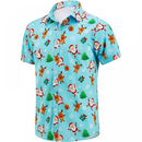 Christmas Santa Hawaiian Shirt for Men Short Sleeve Button Down Shirts