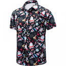 Christmas Santa Hawaiian Shirt for Men Short Sleeve Button Down Shirts