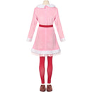 Christmas Women Cosplay Costume Pink Dress Hat Shoe Cover