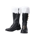 Christmas Santa Claus Cosplay Shoes Men Combat Boots with White Plush Cuffs