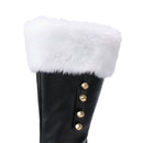 Christmas Santa Claus Cosplay Shoes Men Combat Boots with White Plush Cuffs