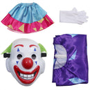 Clown Cosplay Costume Adult Jumpsuit Red Nose Mask Halloween Funny Facepiece