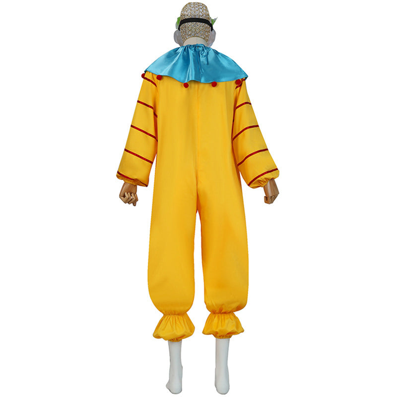 Clown Cosplay Costume Adult Jumpsuit Red Nose Mask Halloween Funny Facepiece