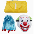 Clown Cosplay Costume Adult Jumpsuit Red Nose Mask Halloween Funny Facepiece