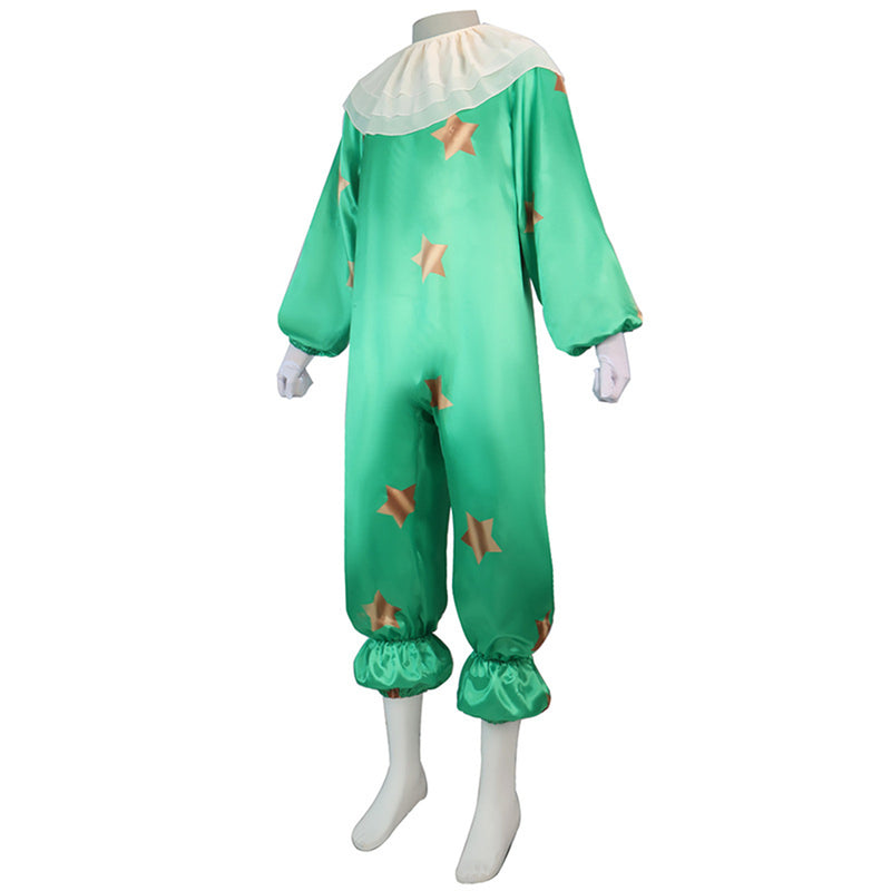 Clown Cosplay Costume Adult Jumpsuit Red Nose Mask Halloween Funny Facepiece