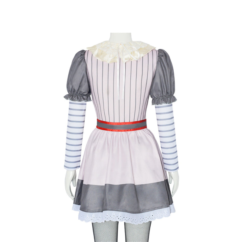 Circus Joker Clown Female Cosplay Puff Sleeve Mini Dress