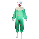 Clown Cosplay Costume Adult Jumpsuit Red Nose Mask Halloween Funny Facepiece