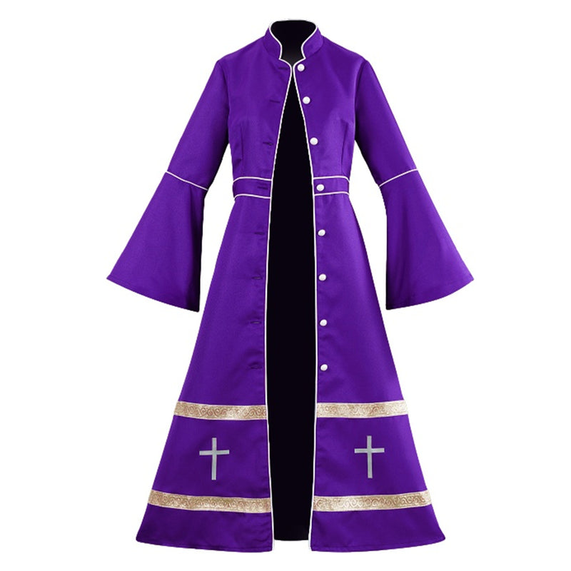 Clergy Cosplay Trench Church Robes Buttons Choir Robe Vestment Costume - AwwwCos