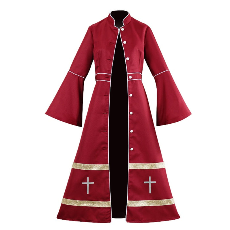 Clergy Cosplay Trench Church Robes Buttons Choir Robe Vestment Costume - AwwwCos