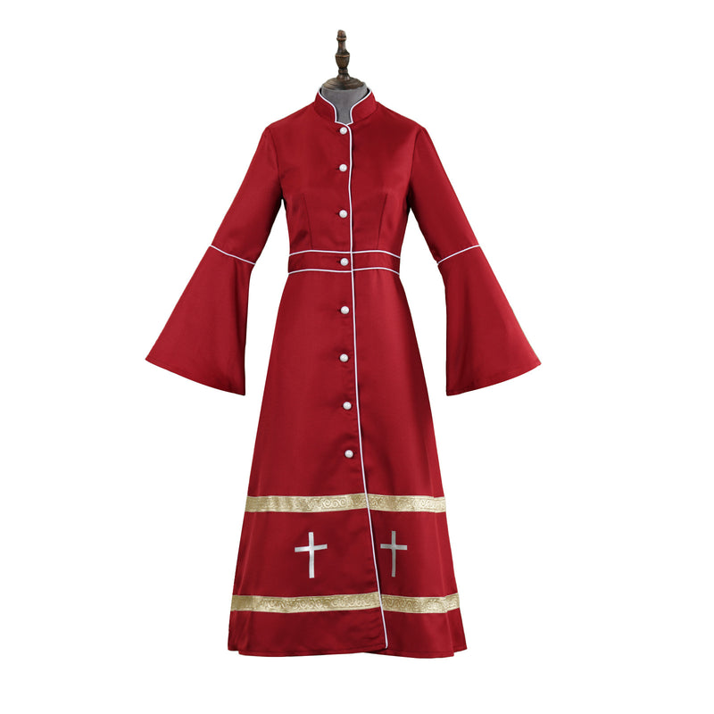 Clergy Cosplay Trench Church Robes Buttons Choir Robe Vestment Costume - AwwwCos