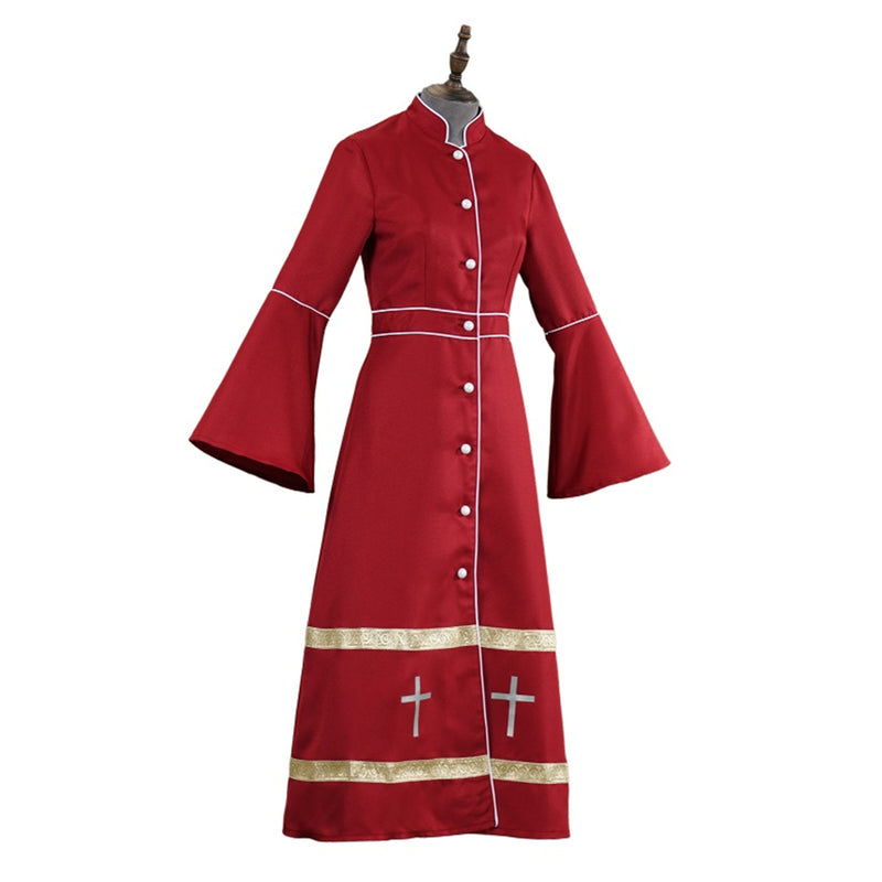 Clergy Cosplay Trench Church Robes Buttons Choir Robe Vestment Costume - AwwwCos