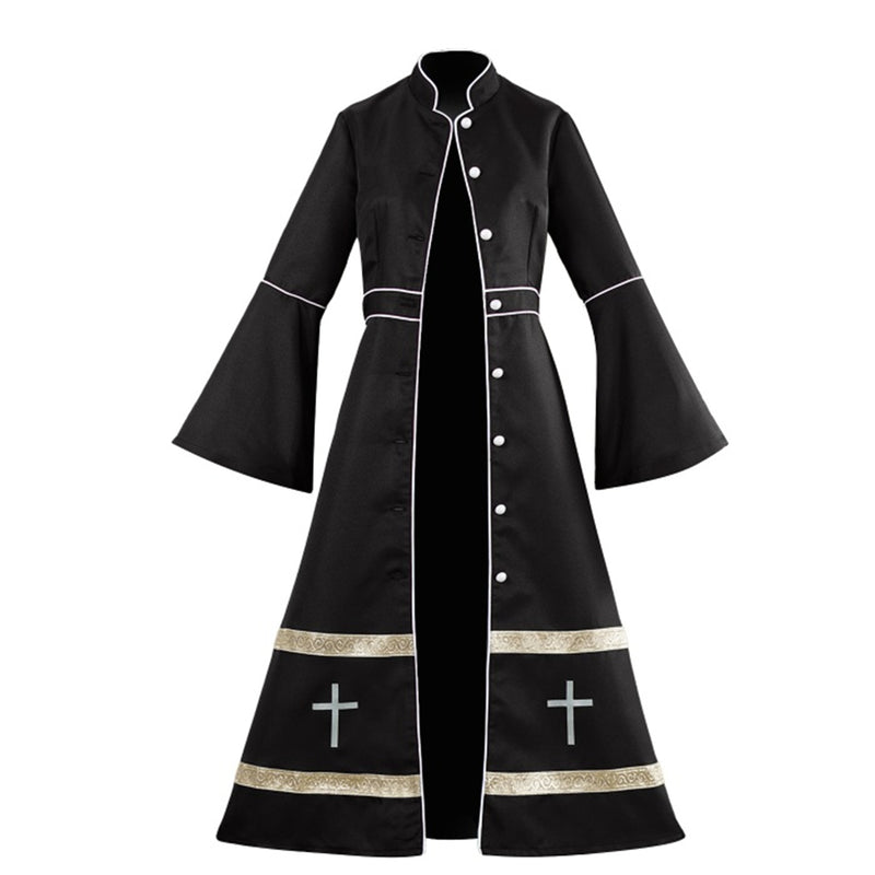 Clergy Cosplay Trench Church Robes Buttons Choir Robe Vestment Costume - AwwwCos