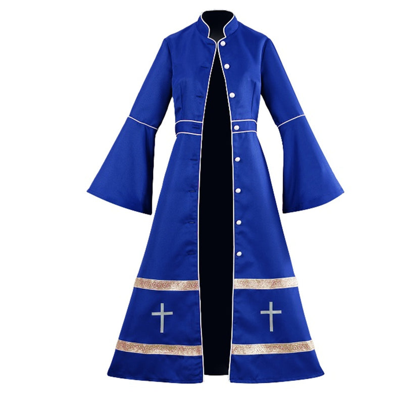 Clergy Cosplay Trench Church Robes Buttons Choir Robe Vestment Costume - AwwwCos