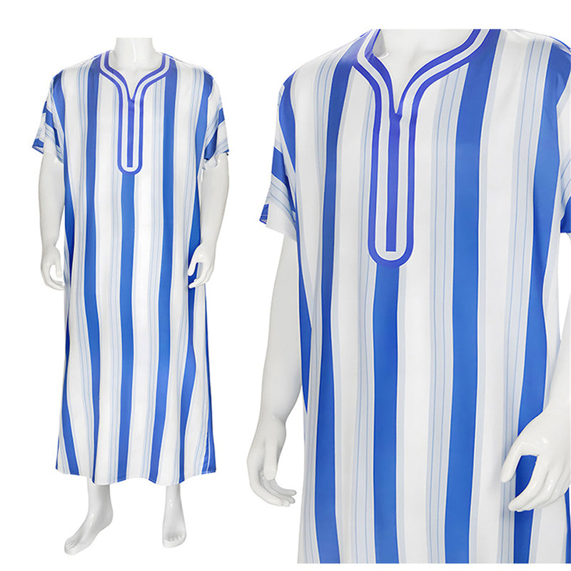 Clergy Dress Church Blue White Striped Priest Choir Liturgical Robe - AwwwCos