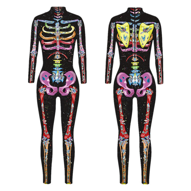 Clown Women Cosplay Costume Sexy 3D printed Tight Jumpsuit - AwwwCos