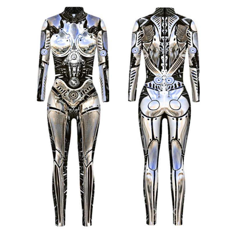 Clown Women Cosplay Costume Sexy 3D printed Tight Jumpsuit - AwwwCos