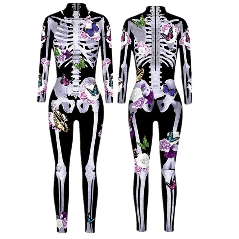 Clown Women Cosplay Costume Sexy 3D printed Tight Jumpsuit - AwwwCos