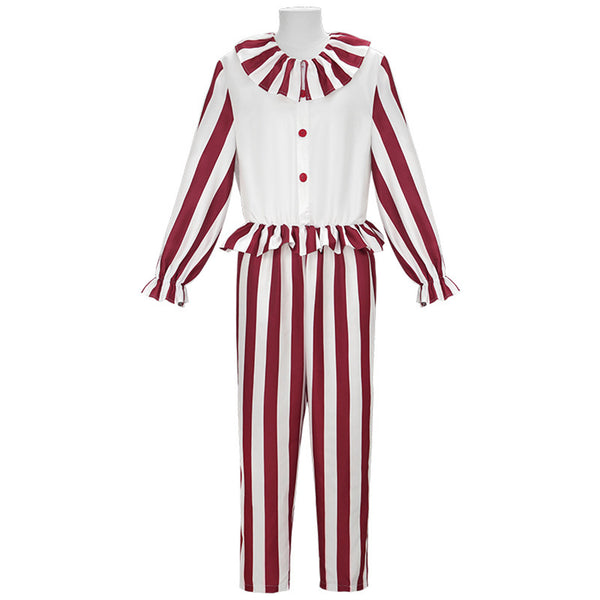 Clown in A Cornfield Clown Cosplay Costume Red Stripes Jumpsuit