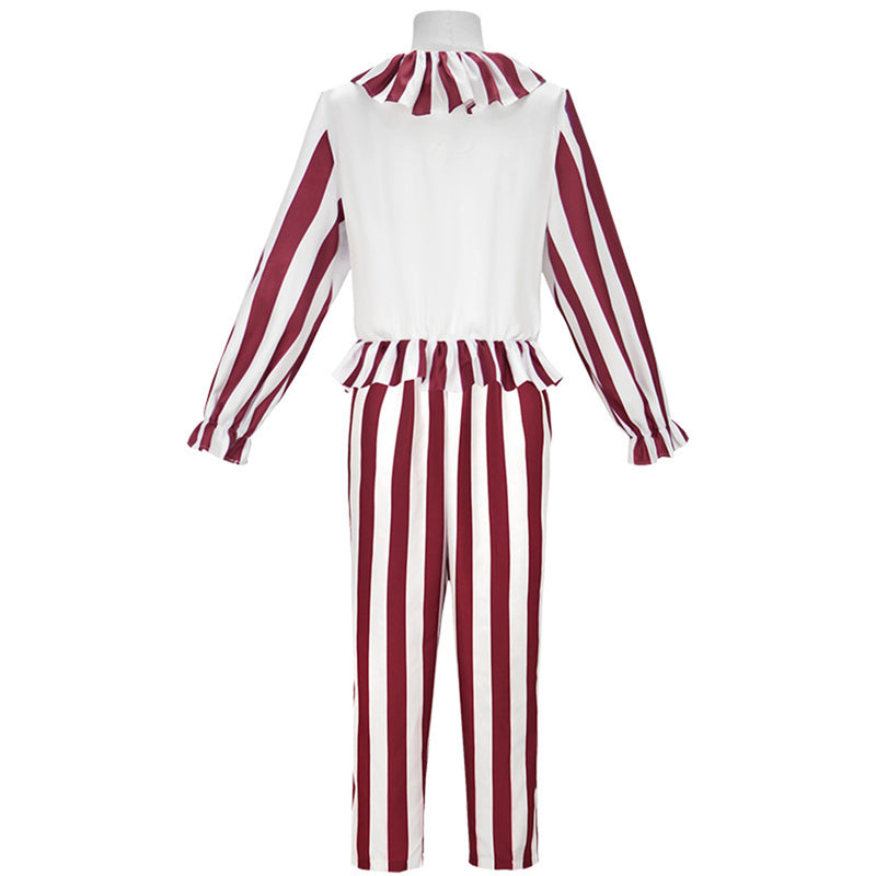 Clown in A Cornfield Clown Cosplay Costume Red Stripes Jumpsuit