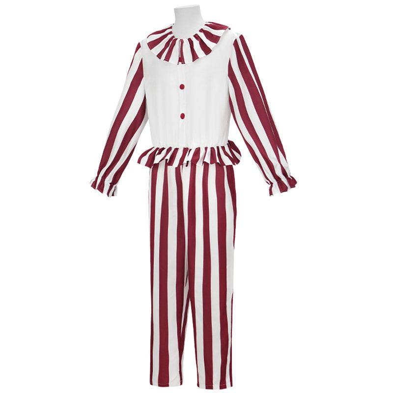 Clown in A Cornfield Clown Cosplay Costume Red Stripes Jumpsuit