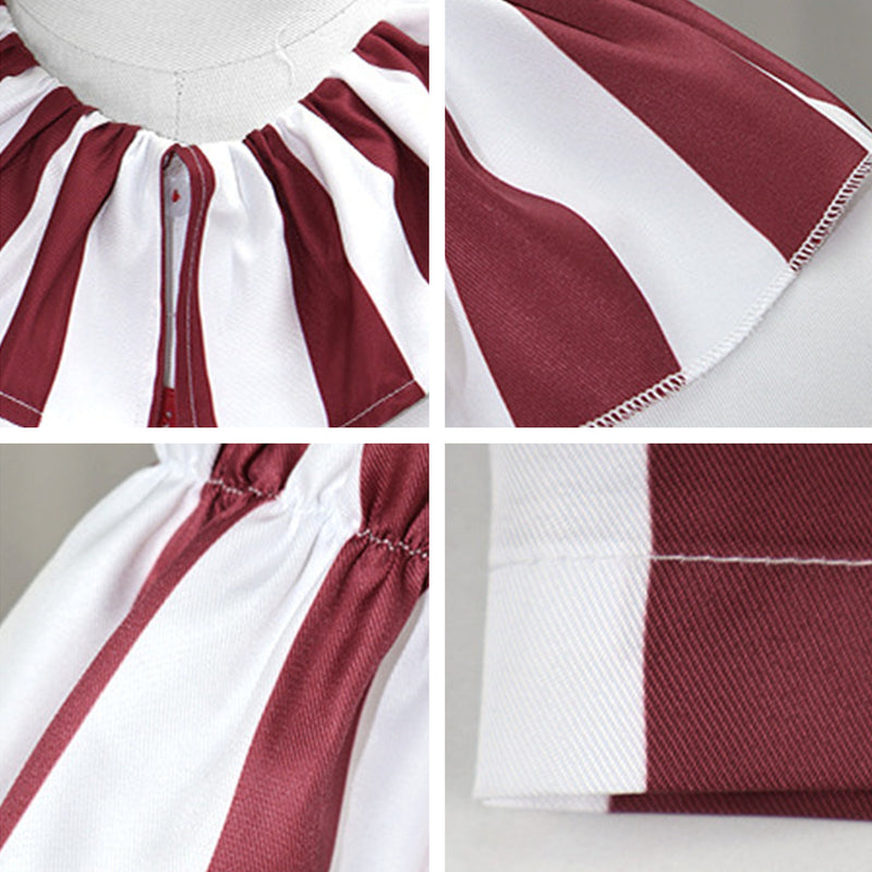 Clown in A Cornfield Clown Cosplay Costume Red Stripes Jumpsuit