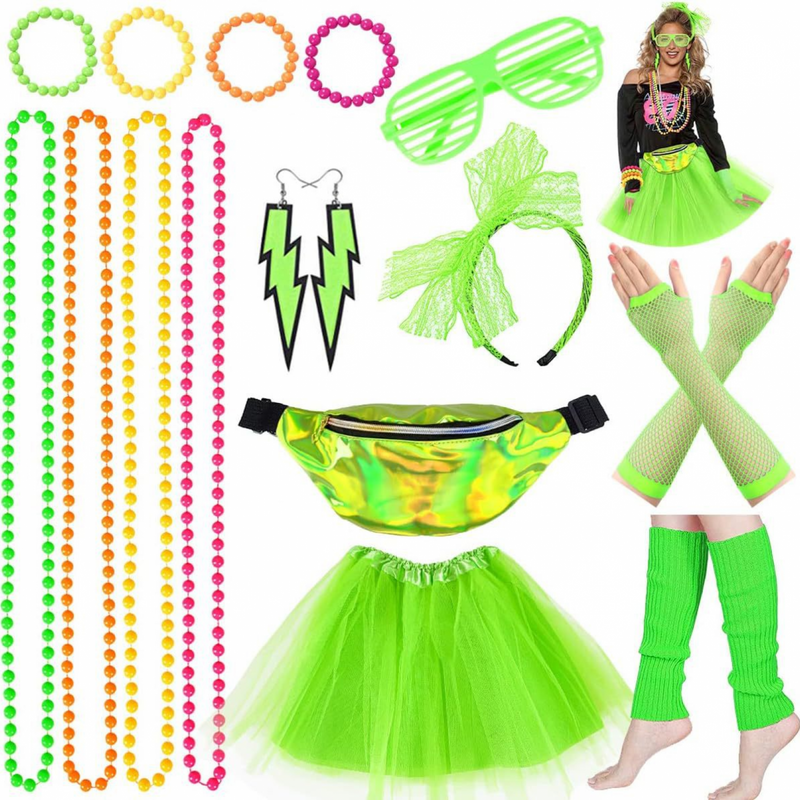 Colorful Lace Hair Band Headband Fishing Net Gloves Legging Party Accessories - AwwwCos