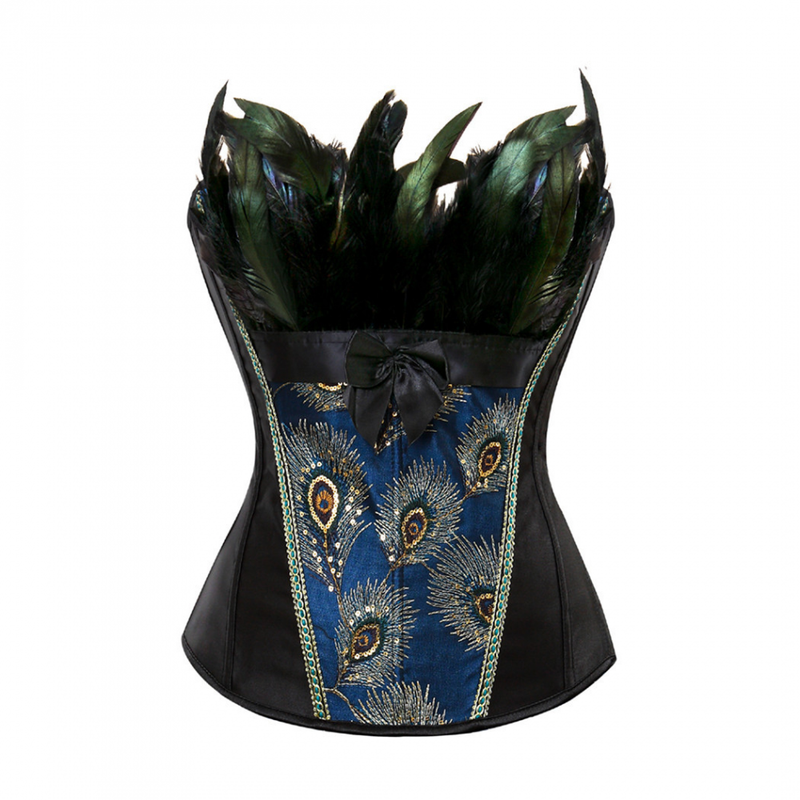 Corsets for Women Bustier Lingerie Peacock Feather Bodshaper Bodice
