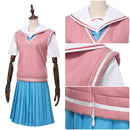 Cosmic Princess Kaguya! Ayatsumugi Roka Cosplay Costume Pink Vest Sailor Suit