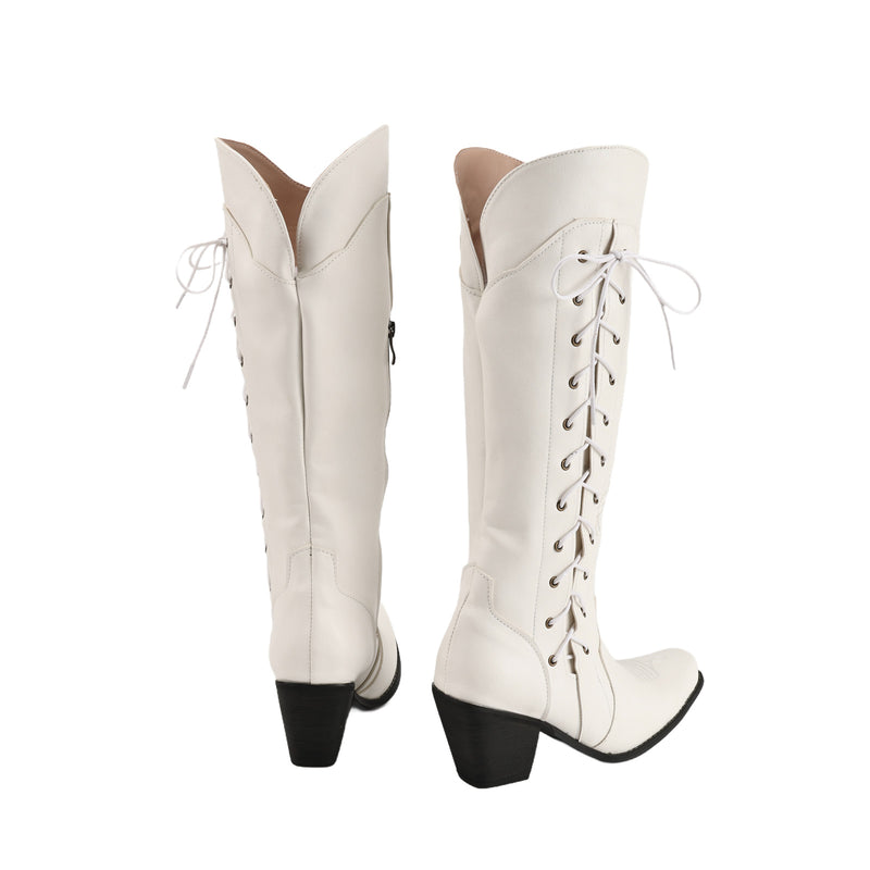Cowgirl Cosplay Shoes Western Cowboy Over the Knee Embroidered Boots - AwwwCos