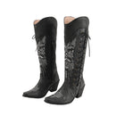 Cowgirl Cosplay Shoes Western Cowboy Over the Knee Embroidered Boots - AwwwCos