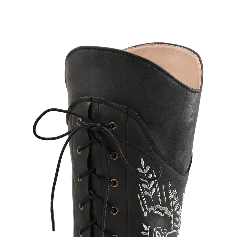 Cowgirl Cosplay Shoes Western Cowboy Over the Knee Embroidered Boots - AwwwCos
