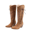 Cowgirl Cosplay Shoes Western Cowboy Over the Knee Embroidered Boots - AwwwCos