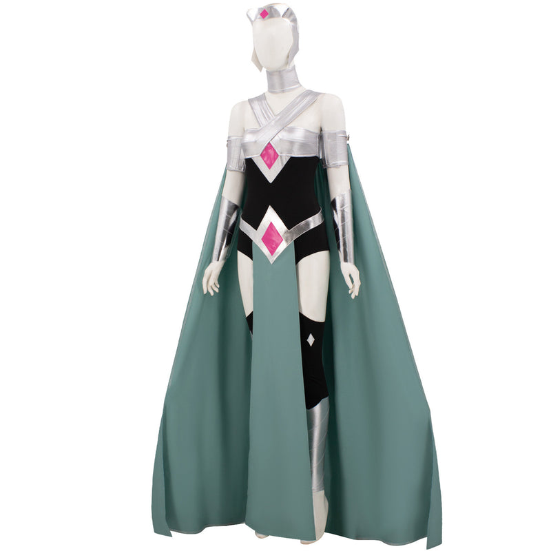 Creature Commandos Circe Cosplay Costume Green Cloak Black Top