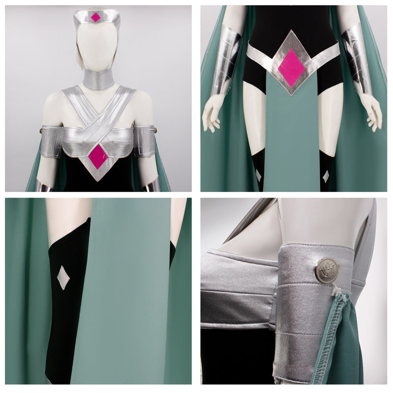 Creature Commandos Circe Cosplay Costume Green Cloak Black Top