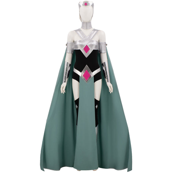Creature Commandos Circe Cosplay Costume Green Cloak Black Top