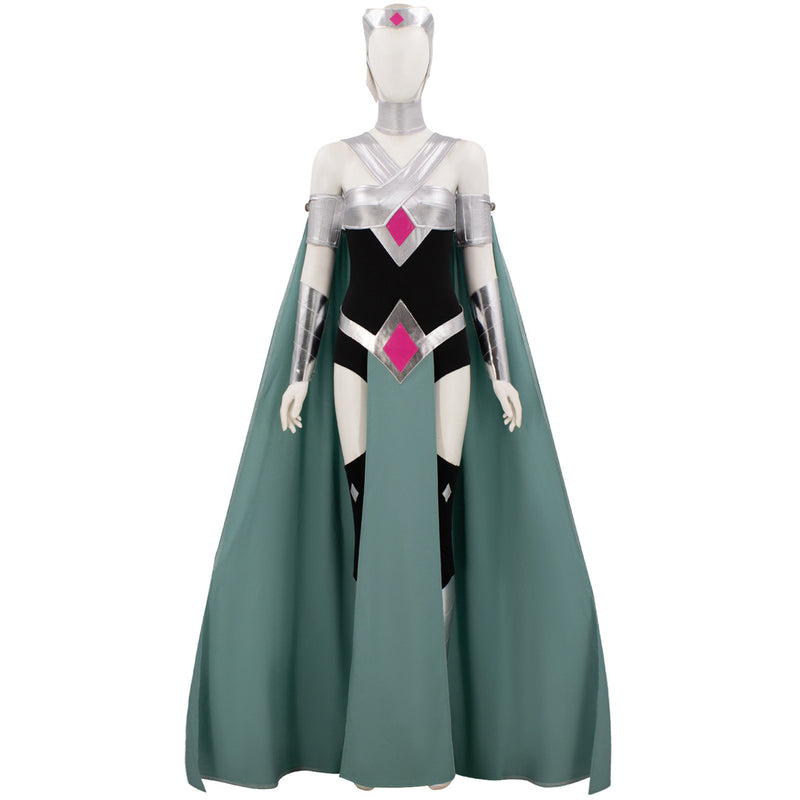 Creature Commandos Circe Cosplay Costume Green Cloak Black Top