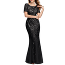 Crew Neck Shiny Tulle Bridesmaid Gown Mermaid Evening Wedding Guest Dress - AwwwCos